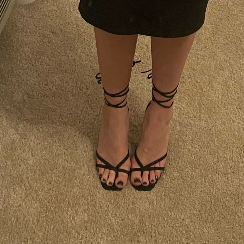 Black strappy heels
